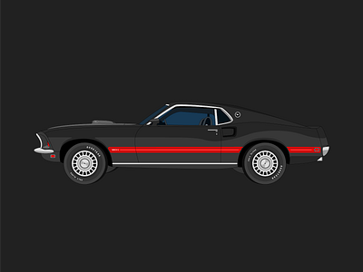 Ford 69' Mustang Mach 1 3d vector illustration adobe illustrator cc 2020 composition design detailed illustration graphic design illustration design illustrator cc artwork linework colorwork detail work mustang mach 1 vector illustration