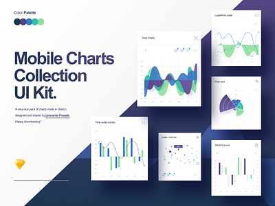 Mobile Charts app art direction blocks blue cards chart charts collection download free gradient green mobile pack palette resource sketch stats ui ux