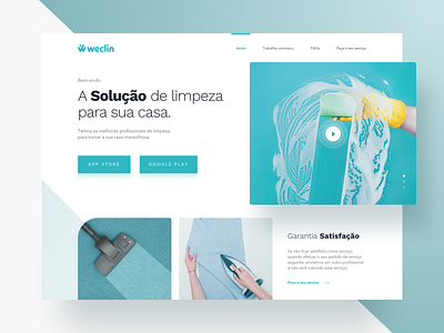 Cleaning Landing Page app blue clean cleaner cleaning green grid housekeeping ironing landing photography portugal responsive services ui ux vacuum video web