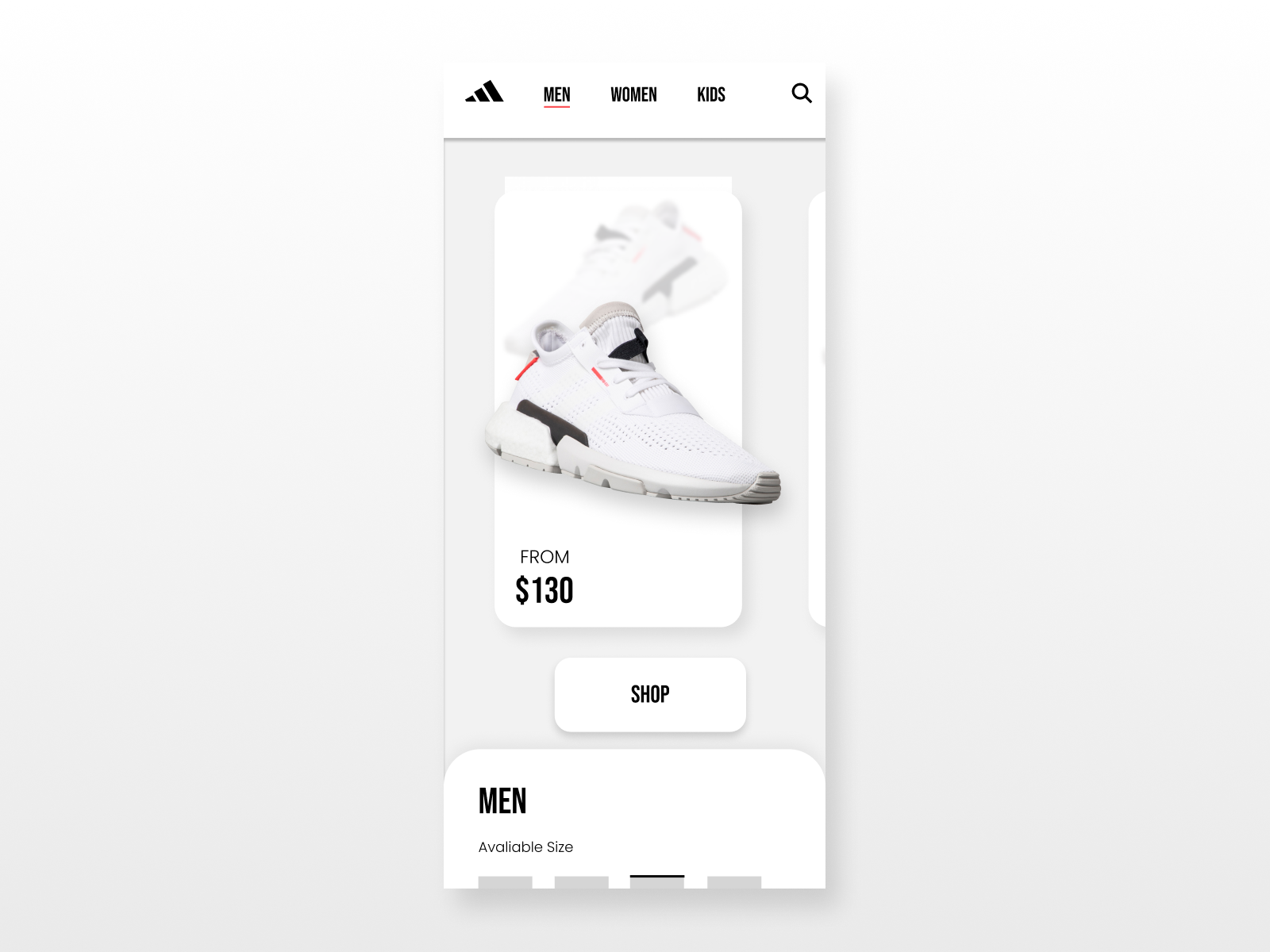 Adidas mobile UI by Matija Bogdanovic on Dribbble