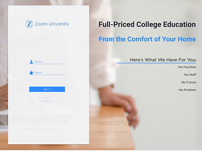 Zoom University dailyui dailyui 001 signup