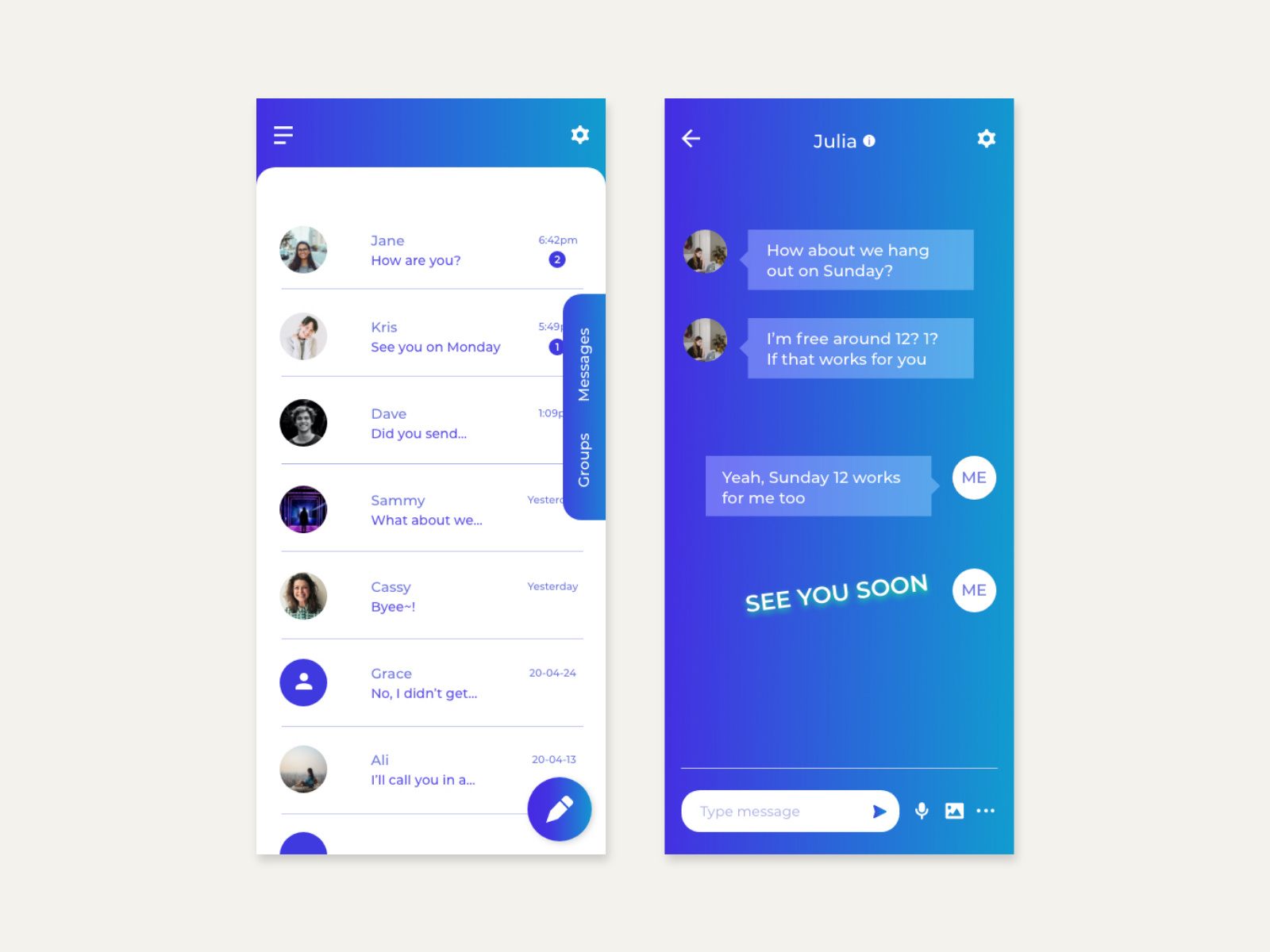 Daily UI #013 - Direct Messaging by Jy Moon on Dribbble