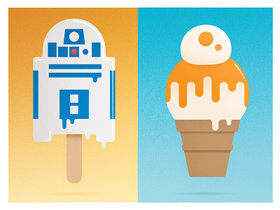 Star Wars Ice-cream artoo bb 8 ice cream illustration popsicle poster r2 d2 star wars