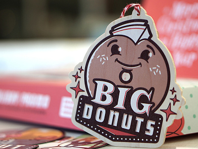 Big Donuts Logo Ornament donut doughnut illustration logo ornament print wood