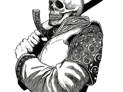 Death Knight black and white design drawing illustration knight pointillism realistic drawing skull tattoo