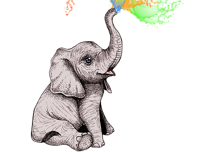 Elephant caricature cartoon childrens book illustration