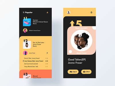 music page app clean design interactive layout minimal modern product typography ui