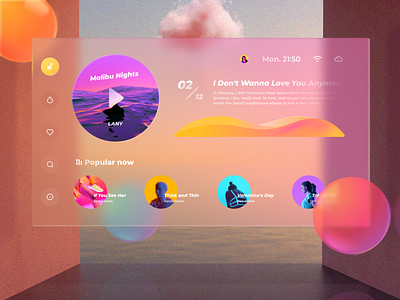 Virtual Desktop clean design gradient interactive layout music player typography ui