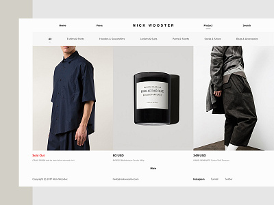 Nick Wooster / Product clean design flat interactive layout modern nick wooster product web