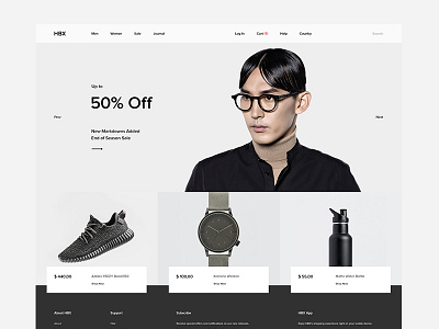 HBX clean design flat hbx interactive layout modern shop web