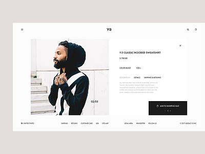 Adidas Y-3 / Sweatshirt adidas y 3 clean design fashion flat interactive layout modern product shop web