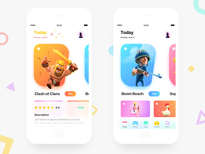 App Store app app store clean colorful design game gradient layout light ui