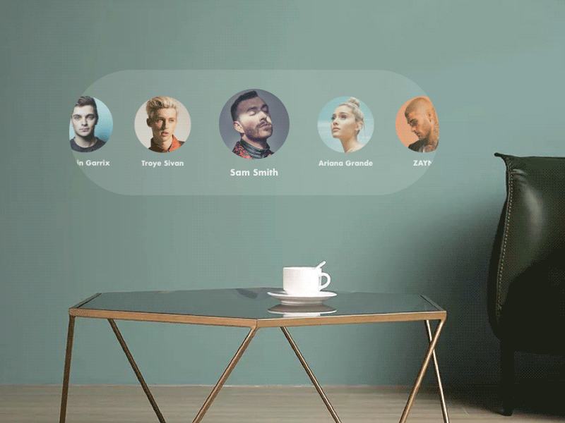 Music player concept for Smart Home animation clean interactive layout minimal modern music player ui
