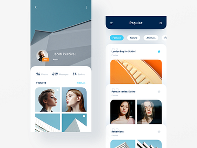 Profile & Popular app clean design interactive layout minimal modern profile ui