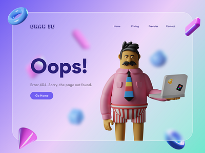 Dayli UI 008 - Error Page 3dart 3dillustration daily 100 challenge dailyui error 404 error pages figma figmadesign landing page ui uidesign uiux