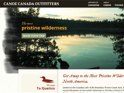 Canoe Canada canoeing outfitter ui website wilderness