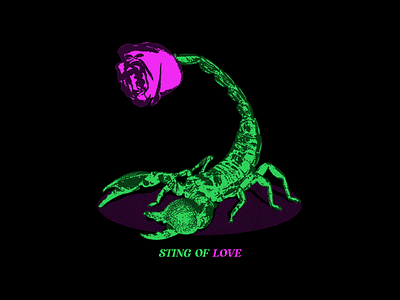 STING OF LOVE artwork design graphicdesign halftone illustration love rose scorpion sting street art streetwear