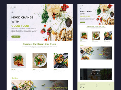 Online food store/blogs website user interface