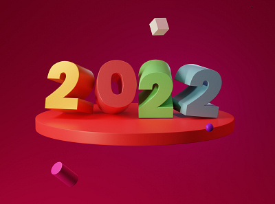 Goodbye 2022 3d blender colourful illustration