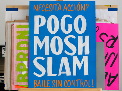 Pogo, mosh & slam brush lettering lettering signpainting