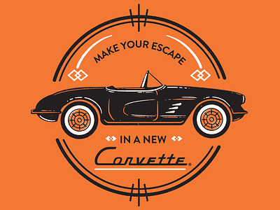 Make your escape in a new Corvette camiseta car chevrolet corvette design print serigrafía silkscreen tshirt