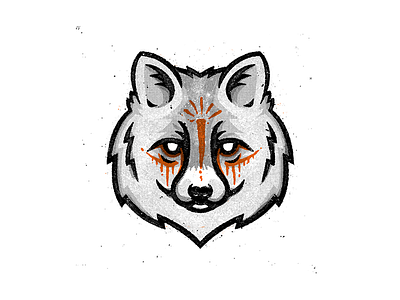 Red fox black illustration midtone photocopy texture tribal vintage white