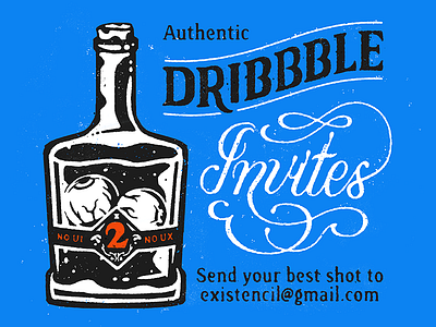 ☠︎ Authentic Dribbble Invites X2 ☠︎ custom type dribble free giveaway illustration invite lettering texture type