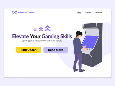 E-Sports Coaching Web Design Landing Page Concept branding design e sports gaming illustration landing page ui ui design web web design