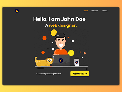 Personal Portfolio Web Design Landing Page - Second Concept branding design illustration landing page minimalistic personal personal brand personal branding personal portfolio portfolio ui ui design web web design website website design