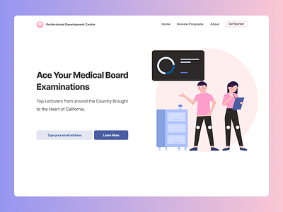 Professional License Review Center - Web Design Concept branding design illustration landing page licensure examination medical medical examination minimalistic review center ui ui design web web design website