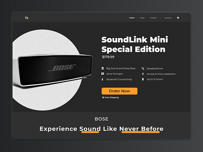 Product Spotlight Web Design Concept - Electronics Shop audio branding design electronics electronics store minimalistic personal product product design product page products ui ui design web web design web designer web development