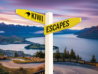 Kiwi Escapes Campaign design graphic design lockup vector