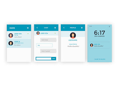 Chat App Screens app avatar character chat illustration inbox lock network shots social status ui