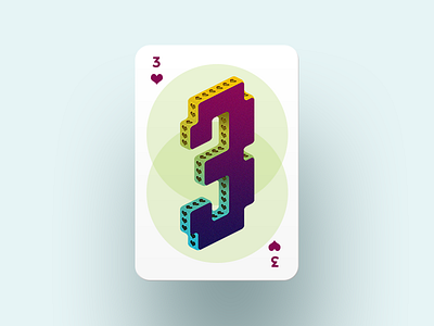 Wild playing card art card hearts illustration isometric pixels playing card three vectober