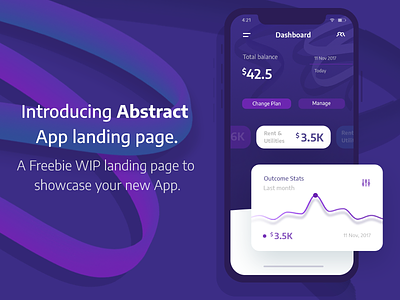 Freebie for app landing page abstract app dashboard finance free freebie landing page money stats