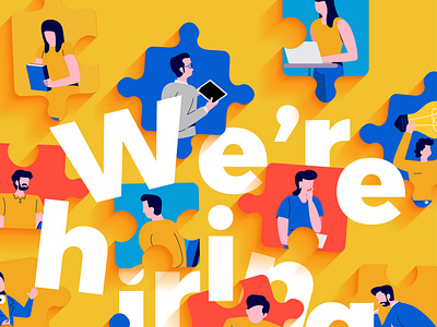 Hiring design illustration with puzzle