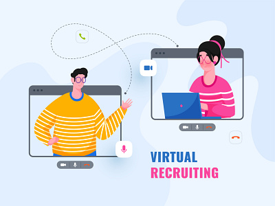 Virtual recruiting connection design art branding design flat icon illustration illustrator logo typography vector web