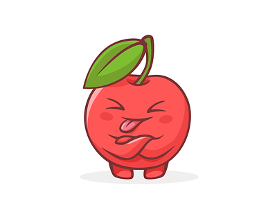 apple apple cartoon character cherry circle emoji emotion emotions face fruit green health icon like point pose red smile symbol