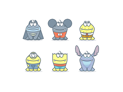 Costumes for monsters :) avatars batman characters costumes game icons minion monsters mouse simpsons smile stitch