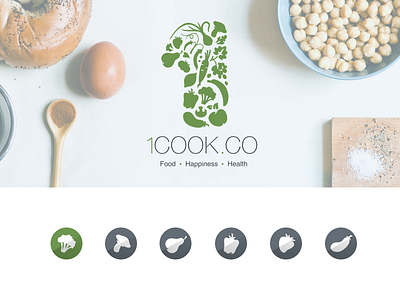 1COOK cook food graphics green health icon illustration logo one set web