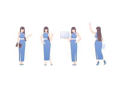 Persons2 blue blue and white character clean clothes computer design drawing dress hair illustration landing page paper people pose presentation tablet ui vector woman