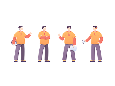 Persons5 animation app branding character design drawing flat game icon illustration man cartoon orange paper people sketch ui ux vector web website