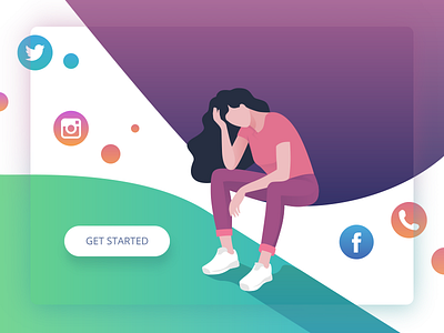 Social blurred character clothes design drawing emotion girl hair hand illustration instagram people phones sky social twitter vector