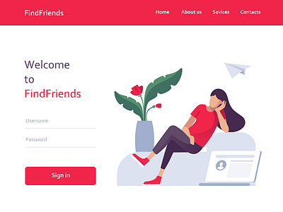 Find Friends animation app avatar character design drawing emotion flat friends icon illustration paper people registration ui ux vector web website woman