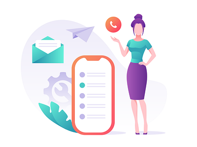 Сommunication airplane branding call character email emotion girl icon illustration iphone people phone purple template ui vector