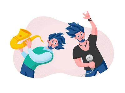 Two brothers ) book boys brother character concert drawing emoji emotion icon illustration man microphone musician people peoples rock singer vector