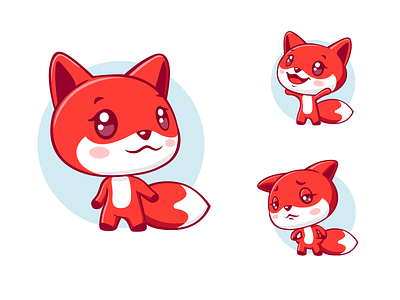 Red fox animal avatar character cute design drawing emoji emotion fox game icon illustration logo mobile ui red sketch ui vector