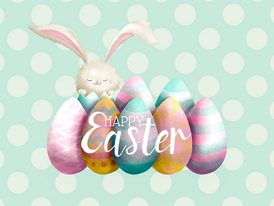 Happy Easter adobe photoshop bunny childrens illustration easter easter eggs happy easter illustration illustrator rabbit