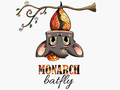 Monarch Batfly art bat butterfly childrens illustration illustration kawaii monarch butterfly typography