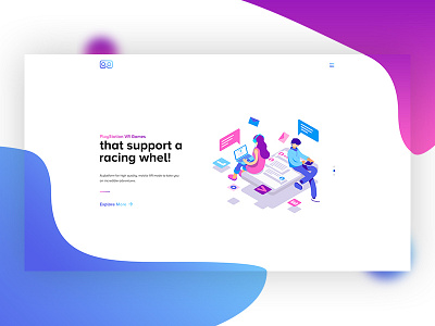 Virtual Reality Web UI Exploration colorful design flat icon illustration isometric landing tyle typography ui ux web